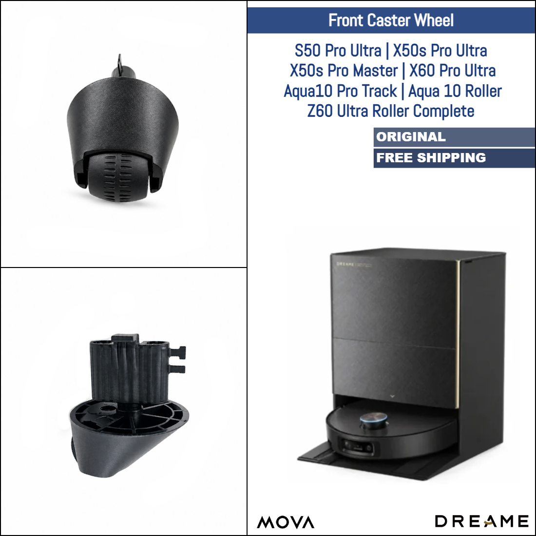 Dreame L10 Pro, L10s Pro, D10s Pro, X30 Ultra, X40 Ultra & verschiedene Modelle | Original-Ersatz- & Reparaturteile: Vordere omnidirektionale Lenkrolle