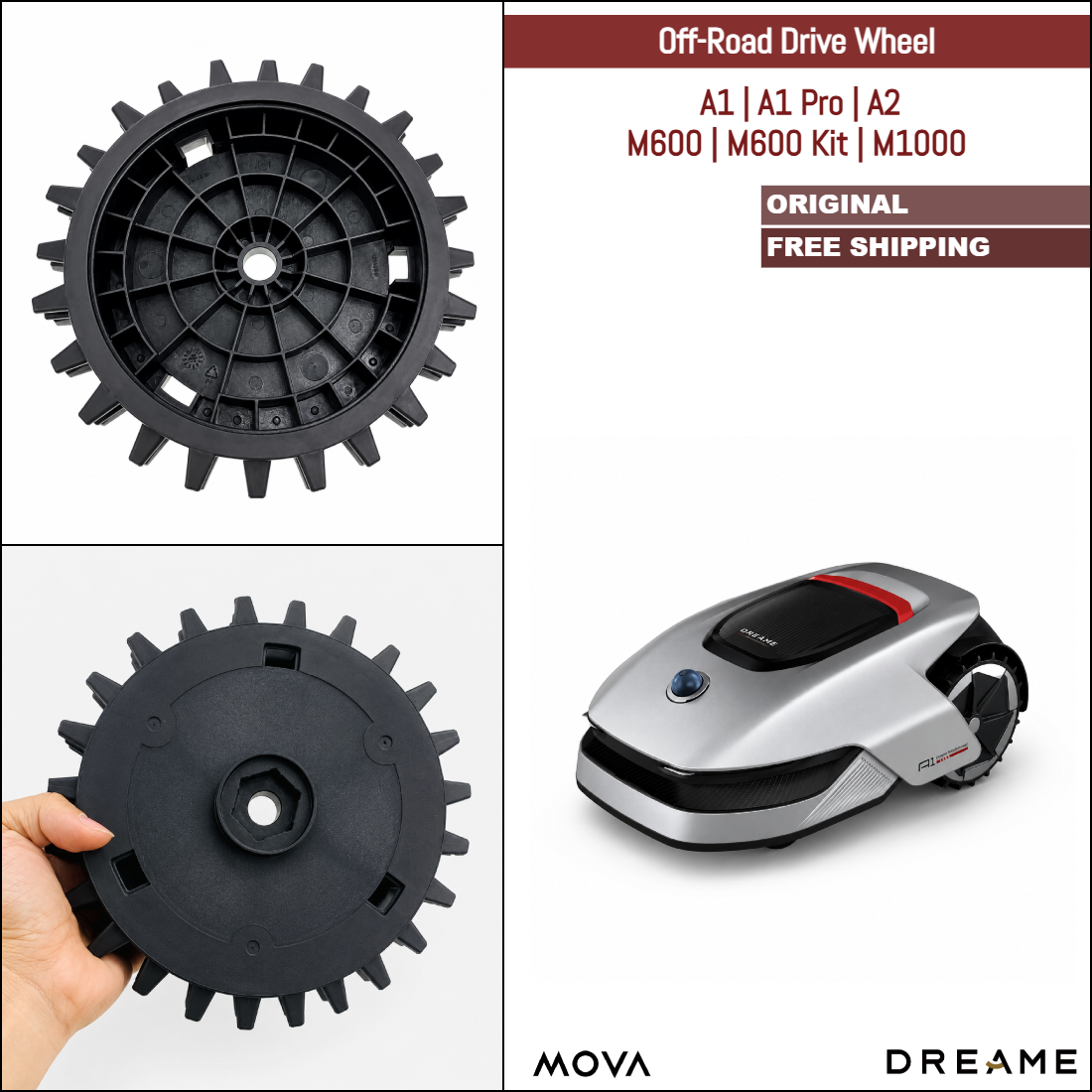 Dreame A1, A1 Pro, A2, MOVA M600, M600 Kit, M1000 | Original Spare & Repair Parts: Off-Road Drive Wheel