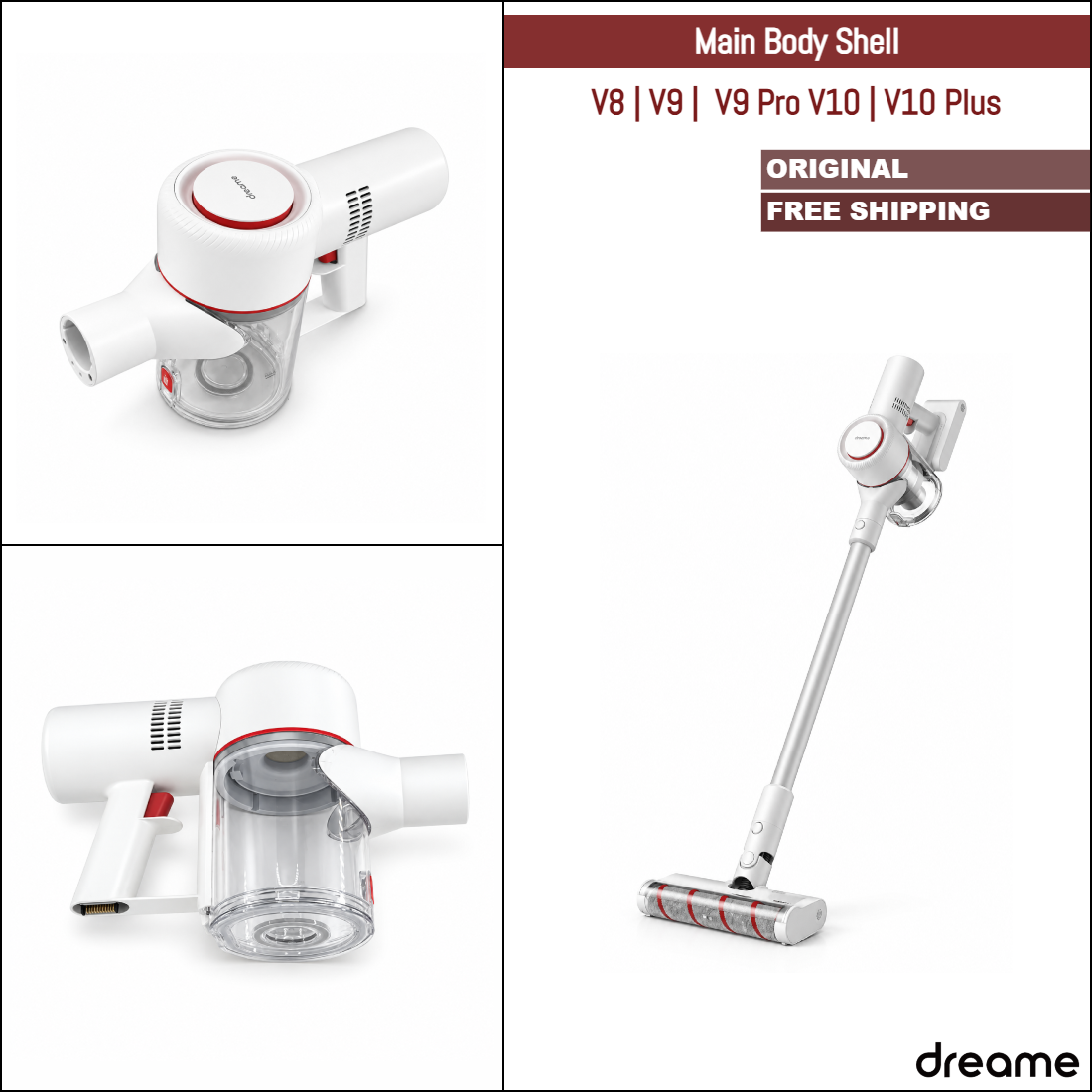 Dreame V8, V9, V9 Pro, V10, V10 Plus | Original Spare Parts & Accessories: Main Body Shell