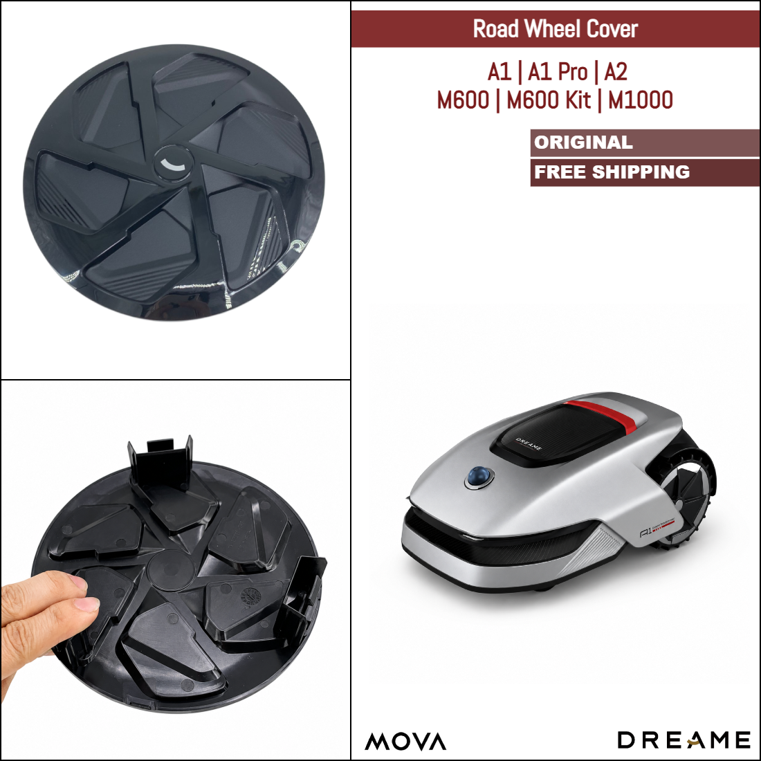 Dreame A1, A1 Pro, A2, MOVA M600, M600 Kit, M1000 | Original Spare & Repair Parts: Road Wheel Hub Cap Cover