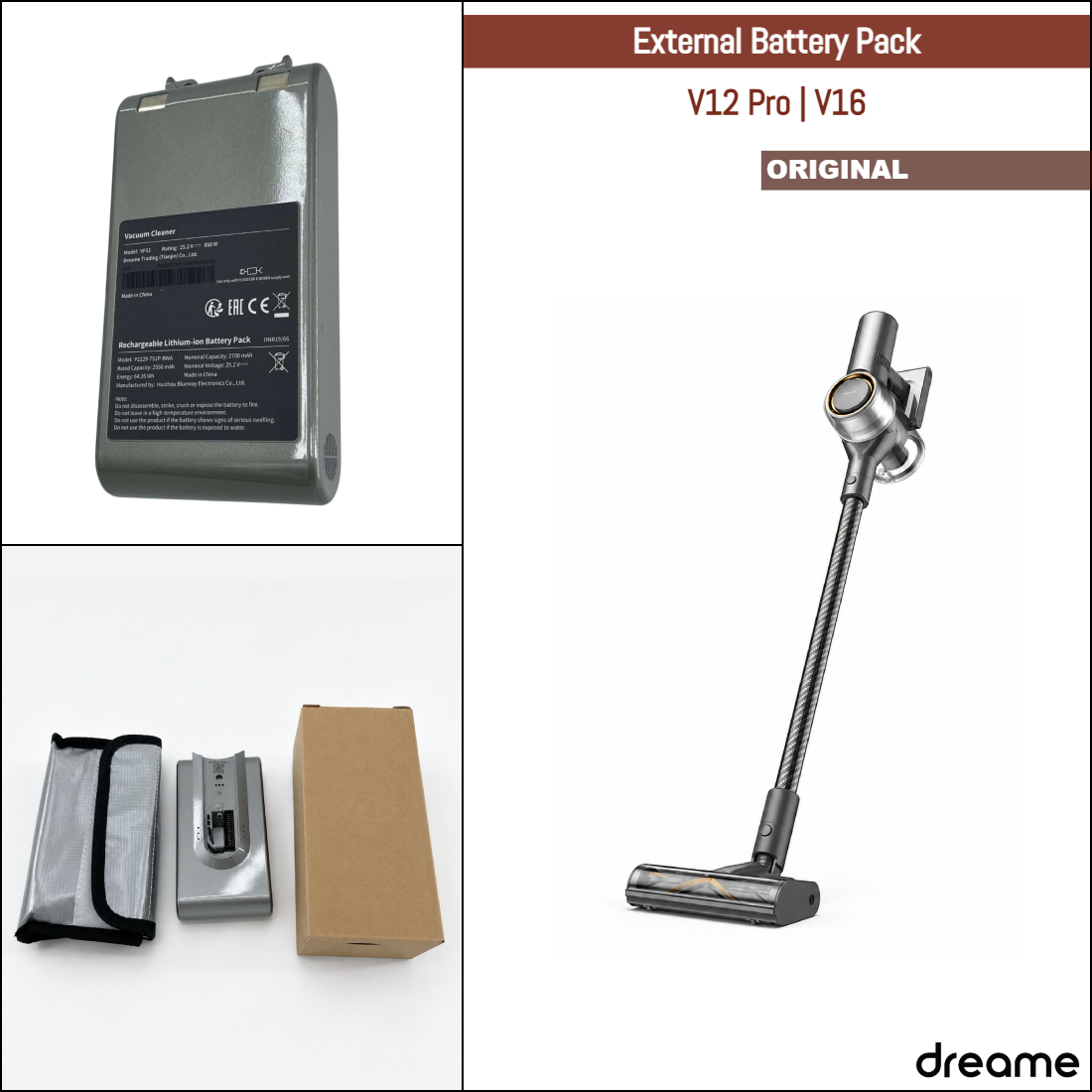 Dreame V12 Pro, V16 | Original Spare & Repair Parts: Original Removable Battery Pack Replacement