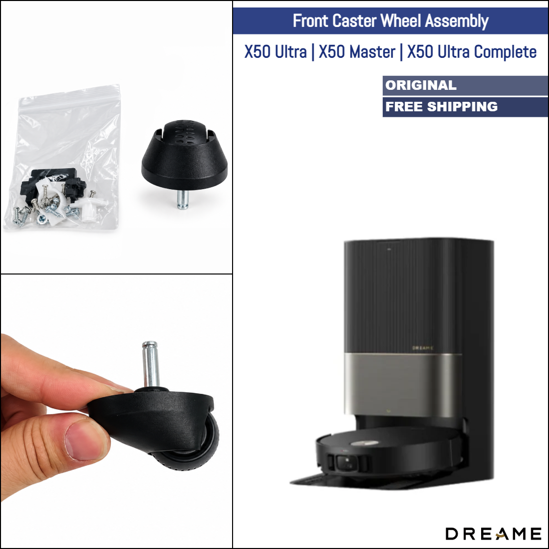 Dreame X50 Ultra, X50 Master, X50 Ultra Complete | Original Spare & Repair Parts: Front Omni-Directional Caster Wheel Assembly