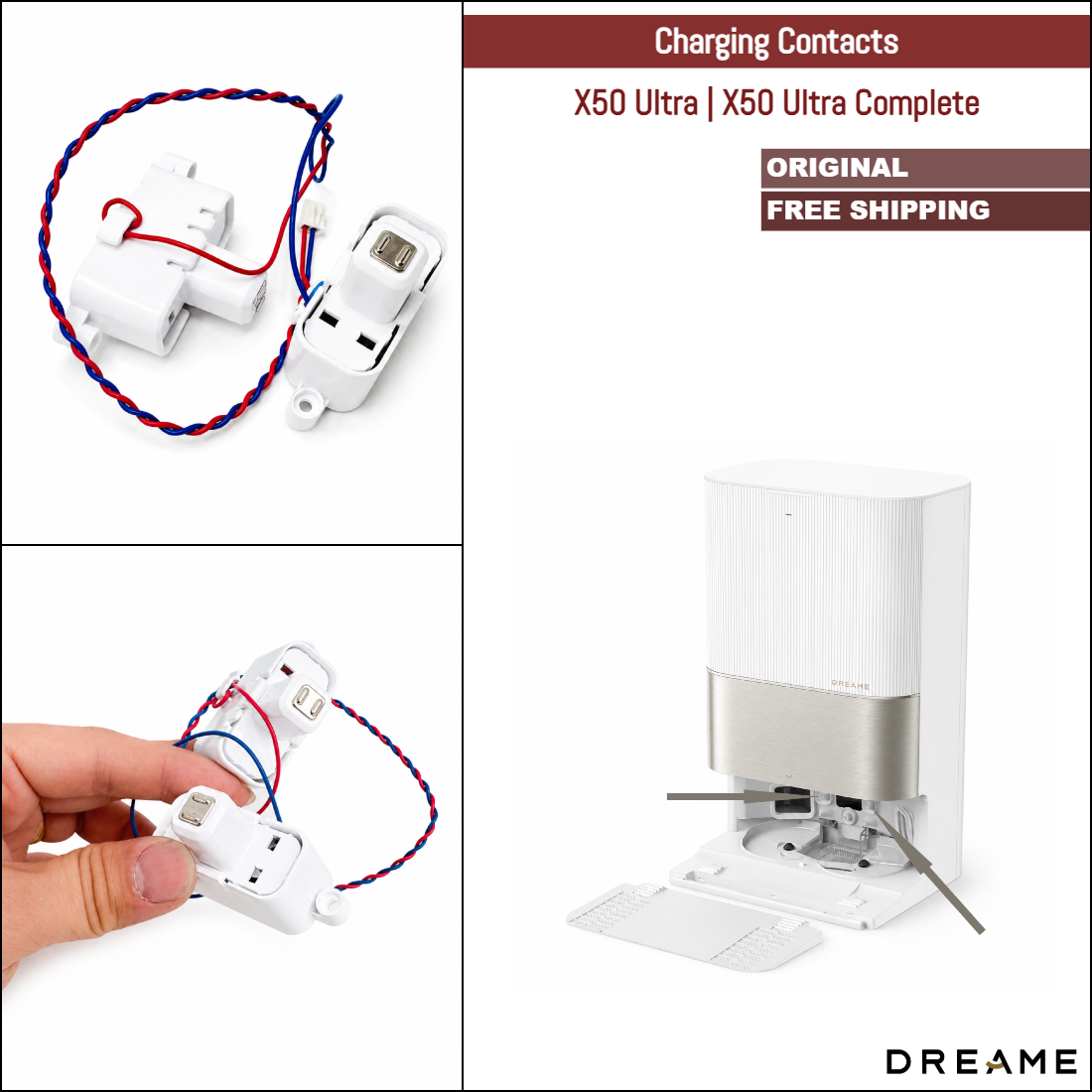 Dreame X50 Ultra, X50 Ultra Complete | Original Spare Parts & Accessories For Auto Dock: Return Charging Contacts