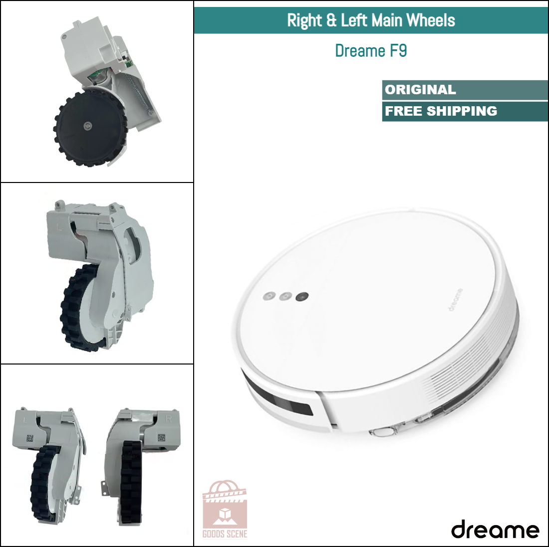 Dreame F9 | Original Spare & Repair Parts: Main Right & Left Wheels