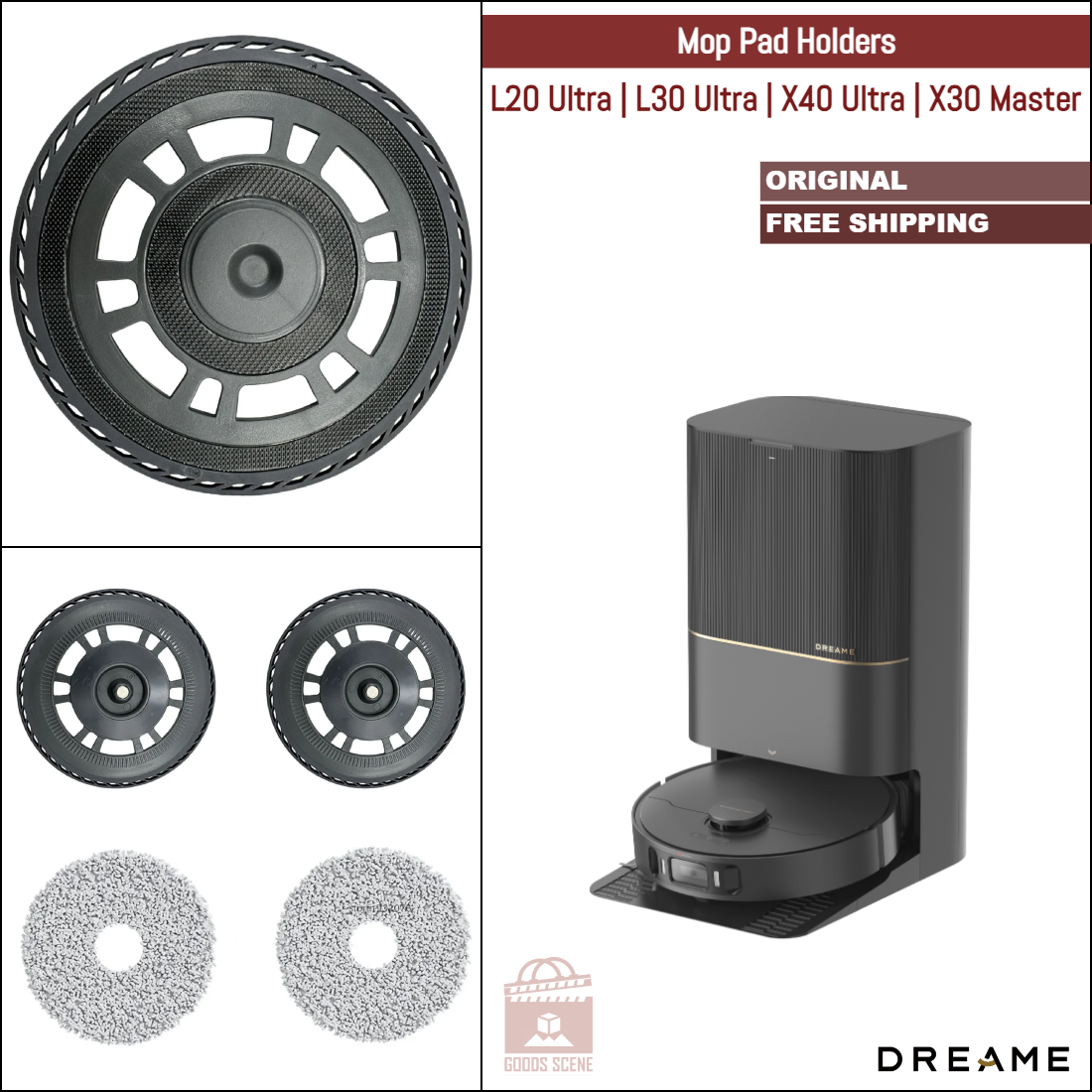 Dreame L20 Ultra, L30 Ultra, X40 Ultra, X30 Master One | Original Spare Parts & Accessories: Mop Pad Mount Tray Holder