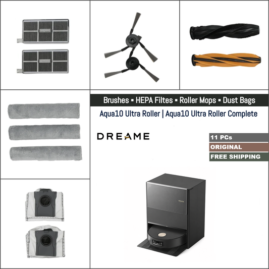 Dreame Aqua10 Ultra Roller, Aqua10 Ultra Roller Complete | Original Consumable Parts & Accessories: Brushes, Mops, HEPA Filters, Dust Bags (Kit)