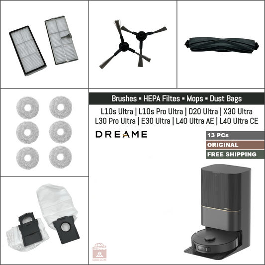 Dreame L10s Ultra, L10s Pro Ultra, D20 Ultra, X30 Ultra, L30 Pro Ultra, E30 Ultra, L40 Ultra AE, L40 Ultra CE | Original Consumable Parts & Accessories: Brushes, Mops, HEPA Filters, Dust Bags (Kit)