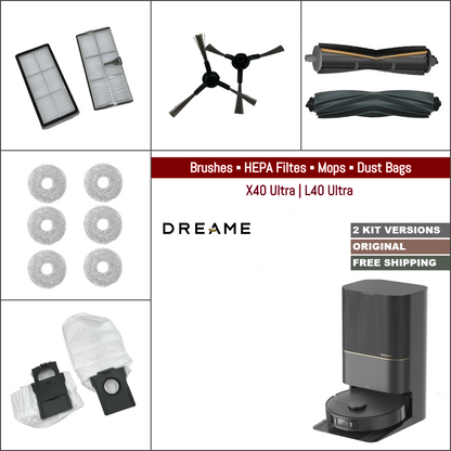 Dreame X40 Ultra, L40 Ultra | Original Consumable Parts & Accessories: Brushes, Hair Cut TriCut Brush, Mops, HEPA Filters, Dust Bags (Kits)