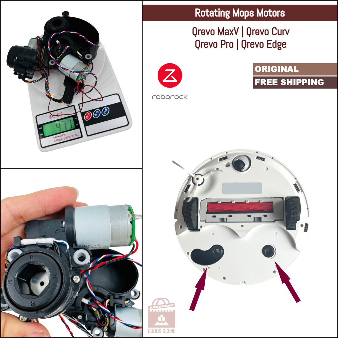 Roborock Qrevo MaxV, Qrevo Curv, Qrevo Pro, Qrevo Edge | Original Repair Parts: FlexiArm Left & Right Spinning Mops Rack Gearbox Motors