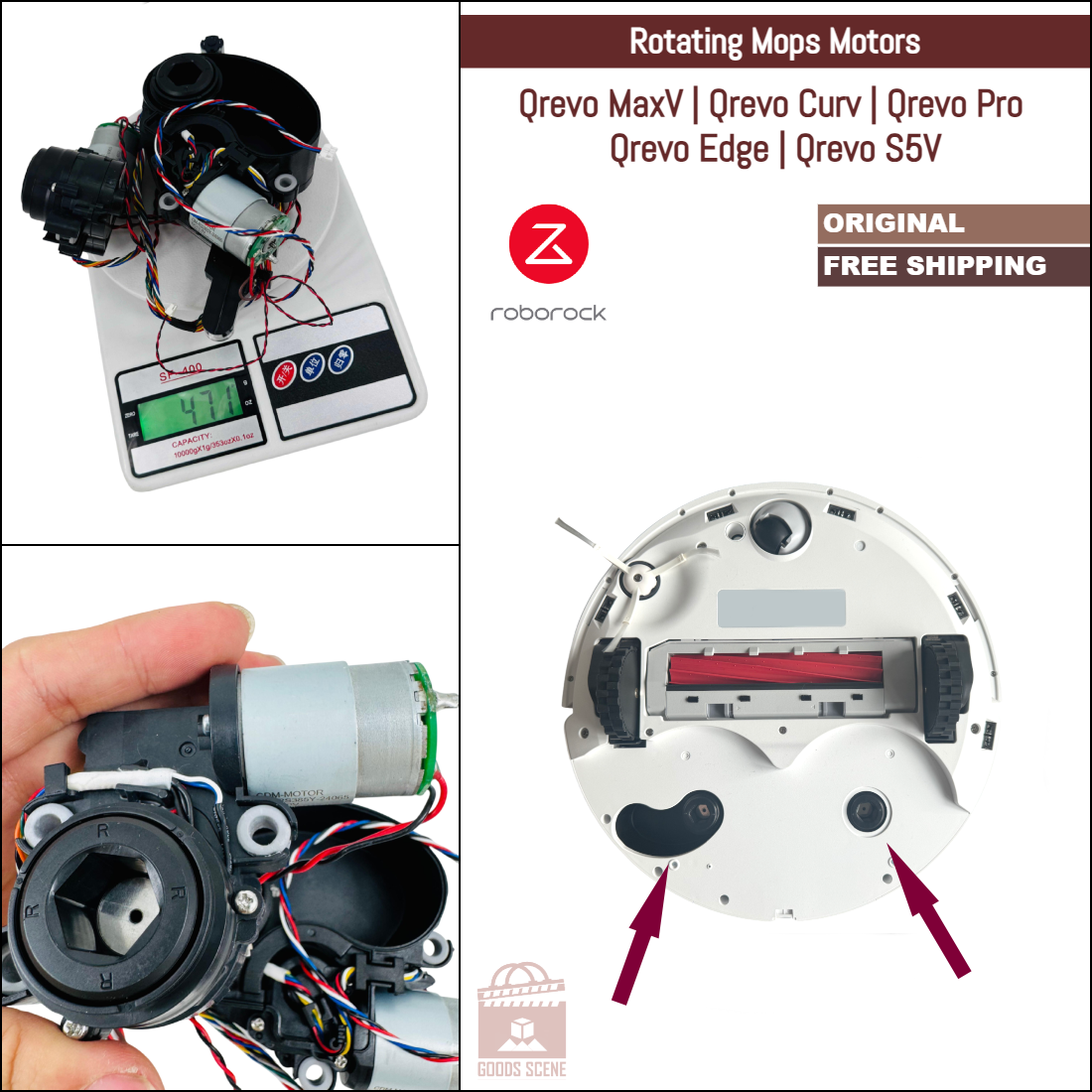 Roborock Q Revo, P10 | Original-Ersatzteile: Zahnstangen-Getriebemotoren für links- und rechtsdrehende Wischmopps 