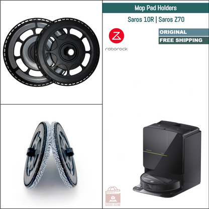 Roborock Saros 10R, Saros Z70 | Original Spare Parts & Accessories: FlexiArm Mop Pad Mount Tray Holder & Mop Pads