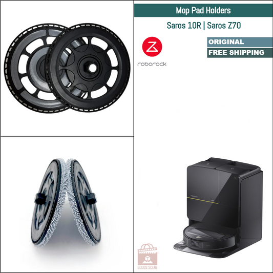 Roborock Saros 10R, Saros Z70 | Original Spare Parts & Accessories: FlexiArm Mop Pad Mount Tray Holder & Mop Pads