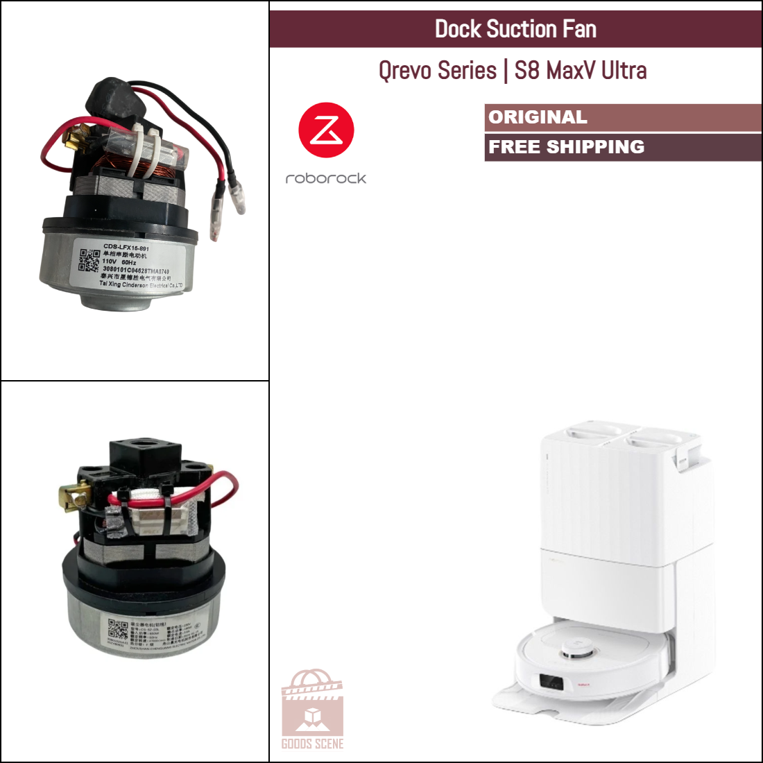 Roborock Qrevo Series, S8 MaxV Ultra | Original Spare & Repair Parts For Auto Dock: Small Fan Module & Motor