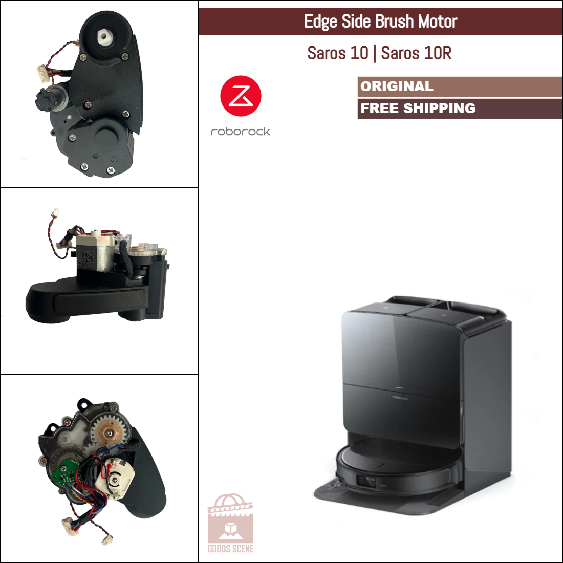 Roborock Saros 10, Saros 10R | Original Spare & Repair Parts: Side Brush Gearbox Motor, Black
