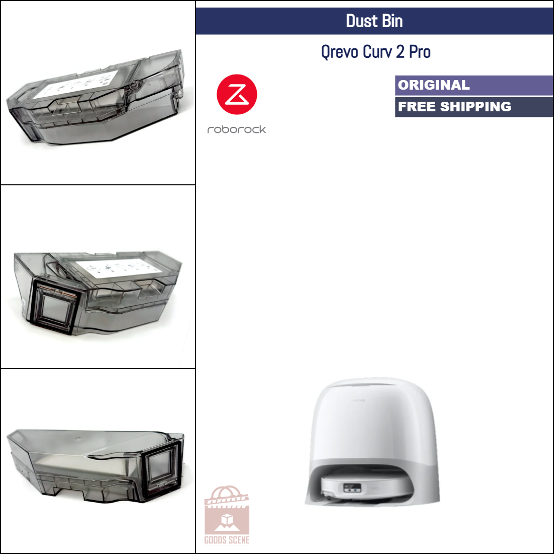 Roborock Qrevo Curv 2 Pro | Original Spare Parts & Accessories: Dustbin Dust Box