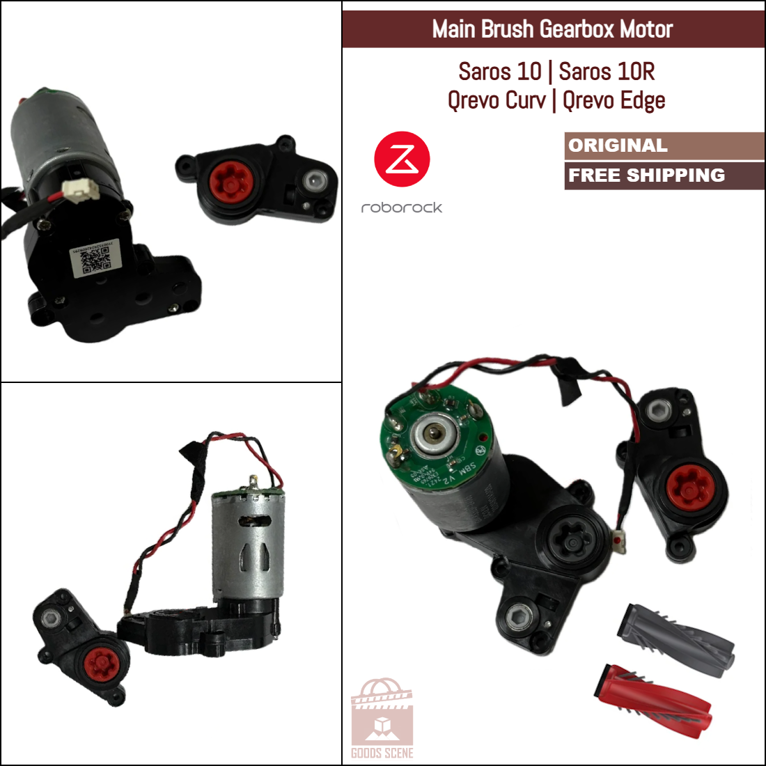 Roborock Saros 10, Saros 10R, Qrevo Curv, Qrevo Edge | Original Spare & Repair Parts: DuoDivide Main Brush Gearbox Motor