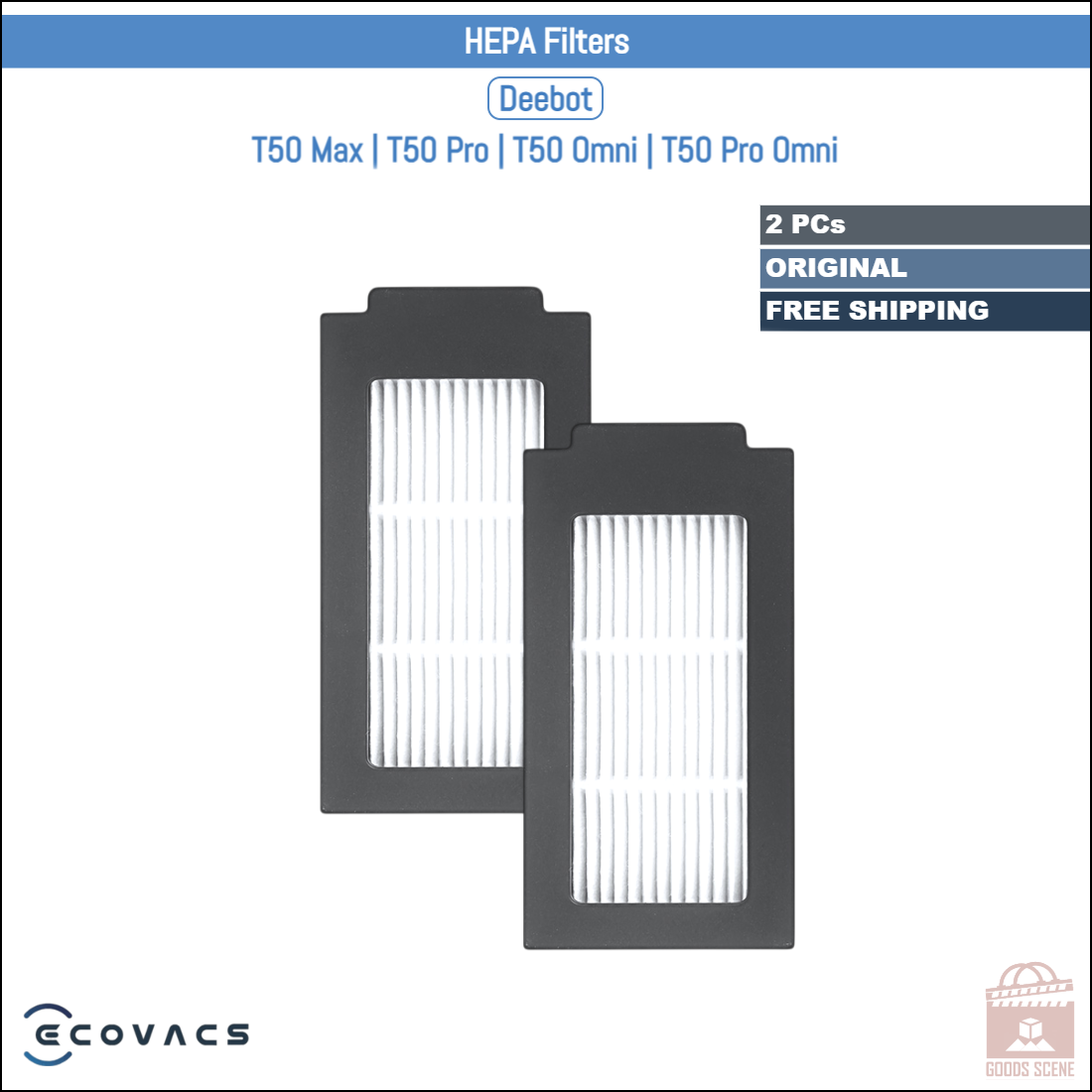 Ecovacs Deebot T50 Max, T50 Pro, T50 Omni, T50 Pro Omni | Original Consumable Parts & Accessories: HEPA Filters