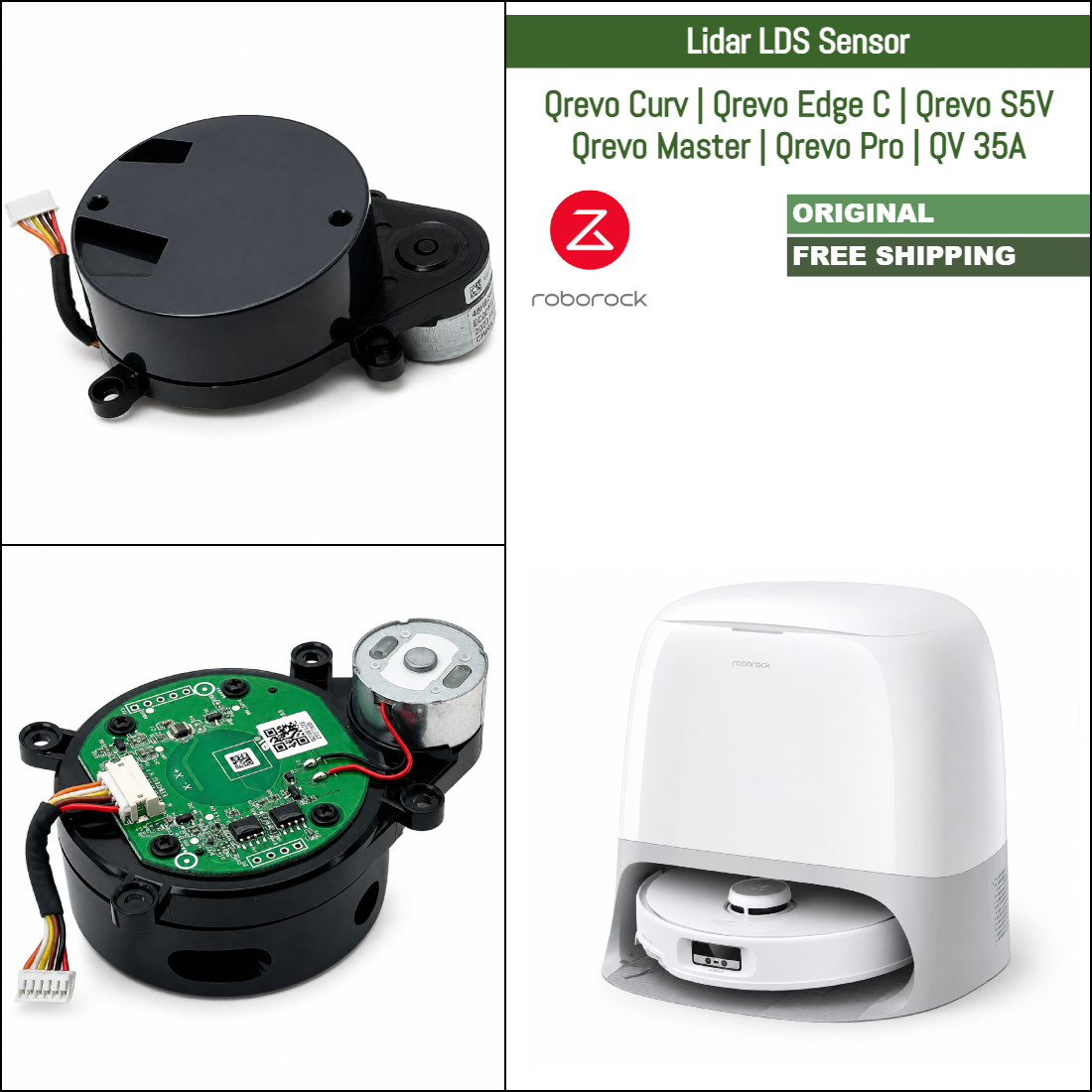 Roborock Qrevo Curv, Qrevo Edge C, Qrevo S5V, Qrevo Master, Qrevo Pro, QV 35A | Original Spare & Repair Parts: LDS Laser Lidar Sensor