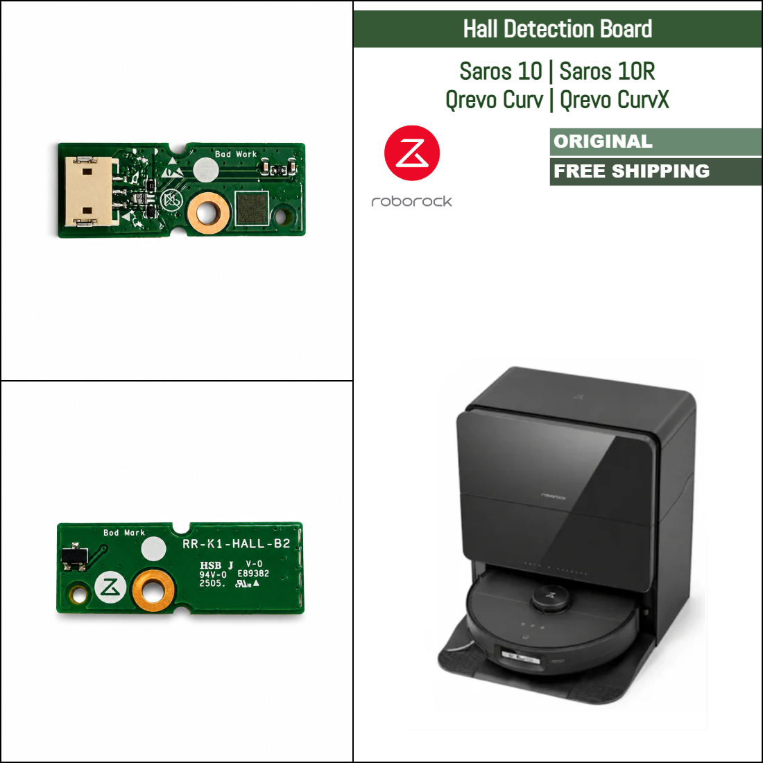 Roborock Saros 10, Saros 10R, Qrevo Curv, Qrevo CurvX | Original Spare & Repair Parts For Auto Empty Dock: Hall Detection PCB Sensor Board