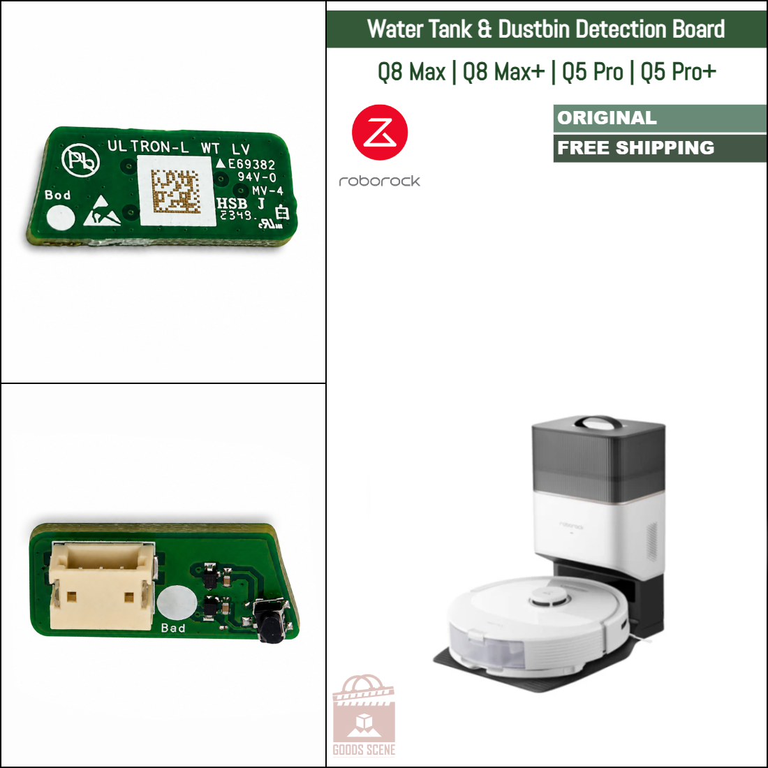 Roborock Q8 Max, Q8 Max+, Q5 Pro, Q5 Pro+ | Original Spare & Repair Parts: Water Tank & Dustbin Detection Board