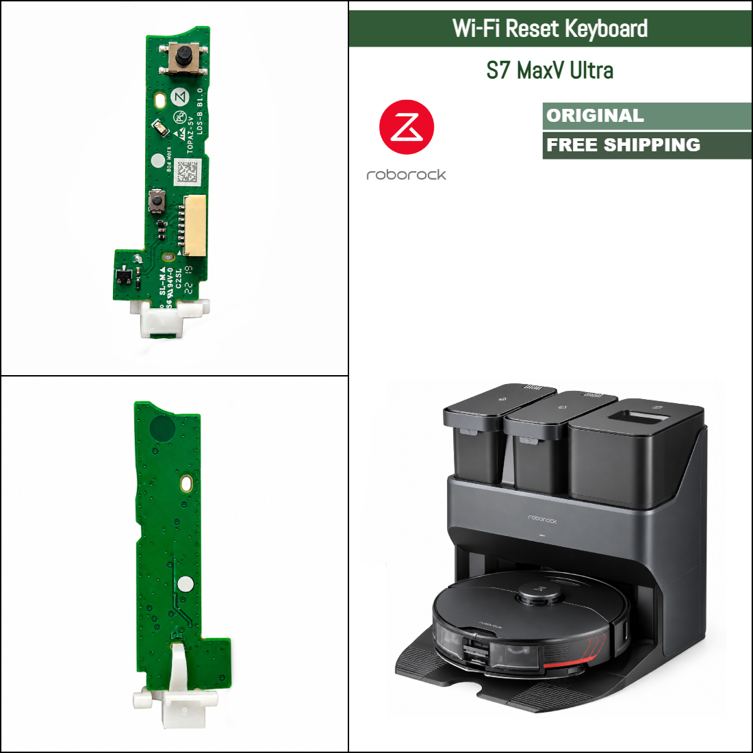 Roborock S7 MaxV Ultra | Original Spare & Repair Parts: Wi-Fi Reset Keyboard