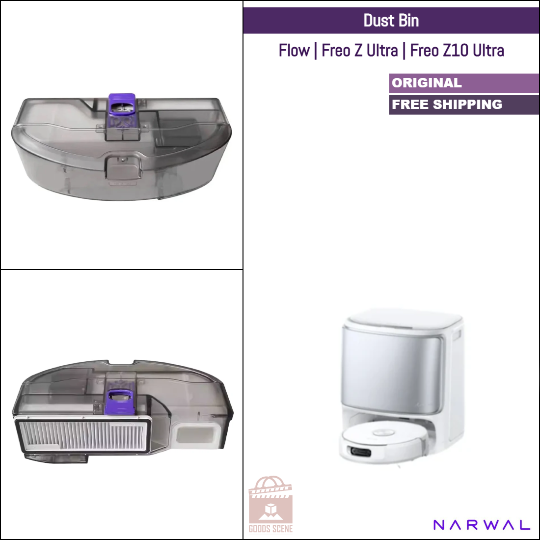 Roborock Q Revo, P10 | Originale reservedeler og tilbehør: Søppelkasse med HEPA-filter