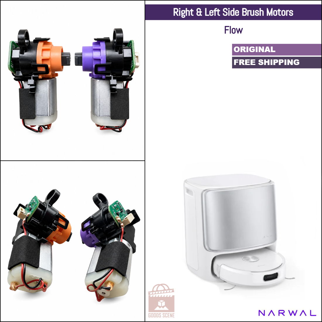 Narwal Flow | Original Spare & Repair Parts: Right & Left Side Brush Gearbox And Motor
