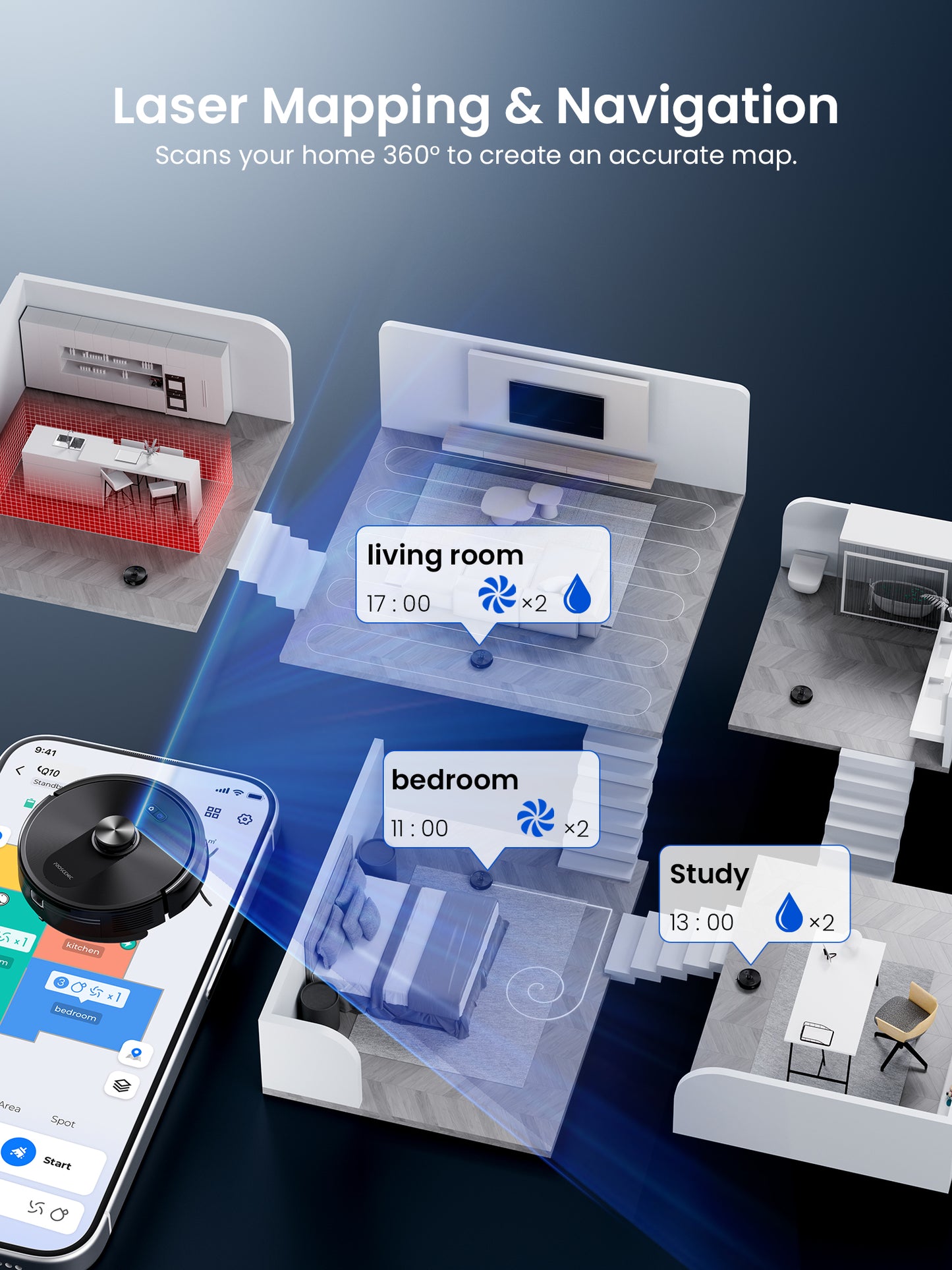 Proscenic Q10 Robot Vacuum Cleaner & Mop with LiDAR Navigation | 8000Pa Suction