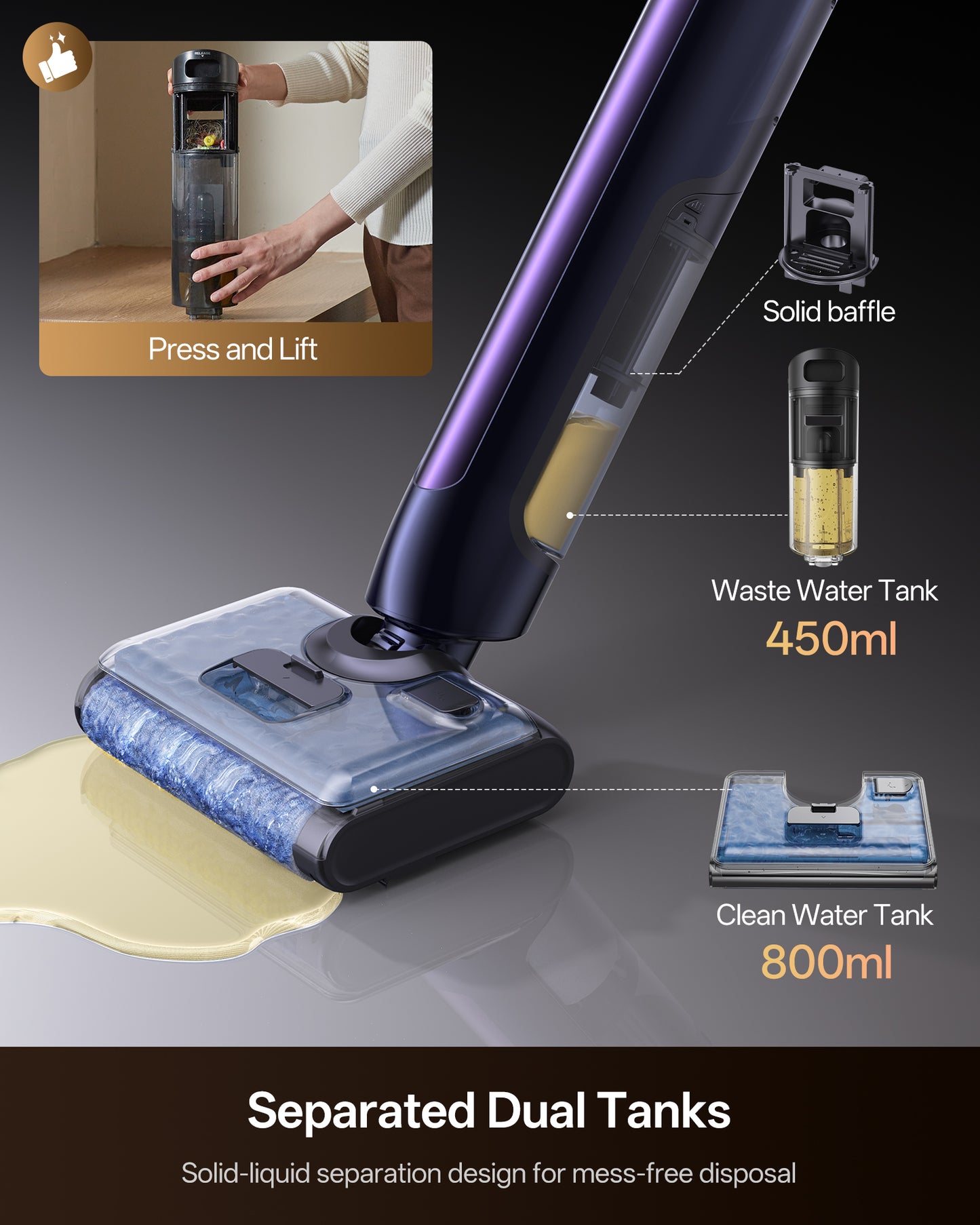 Ultenic AC1 TriFlex Cordless Wet Dry Vacuum Cleaner & Floor Washer | 180° Lay-Flat Cleaning & Self-Cleaning System
