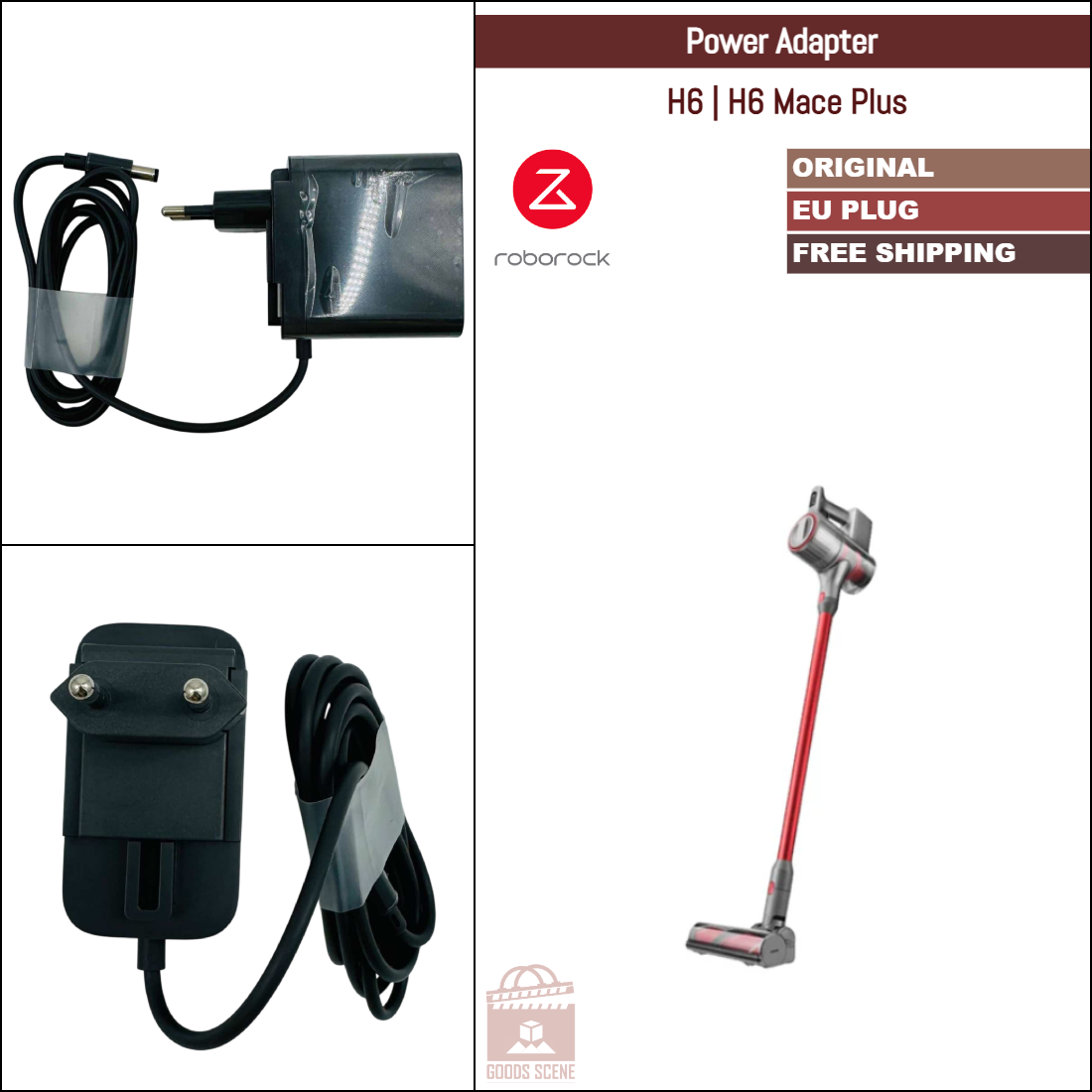 Roborock S4-, S5-, S6-, S7-, S8-Serie | Xiaowa E-Serie | Originales Netzkabel für Standard-Ladestation: US-, EU-, AU-, UK-Stecker 