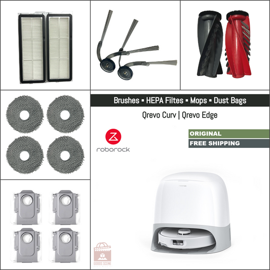 Roborock Qrevo Curv, Qrevo Edge | Original Consumable Parts & Accessories: Brushes, Mops, HEPA Filters & Dust Bags