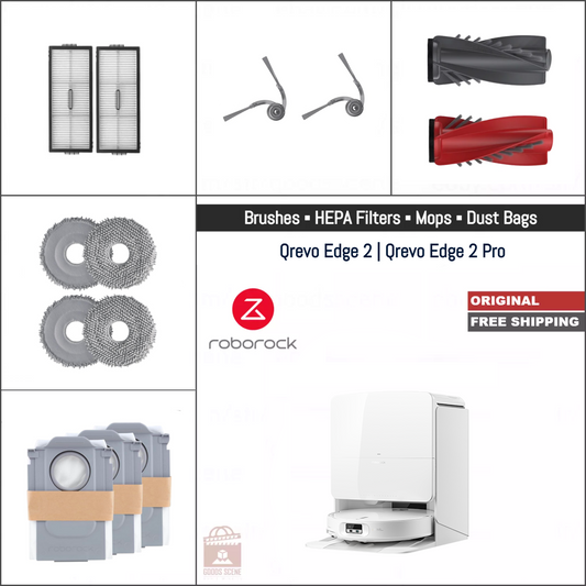 Roborock Qrevo Edge 2, Qrevo Edge 2 Pro | Original Consumable Parts & Accessories: Brushes, Mops, HEPA Filters & Dust Bags