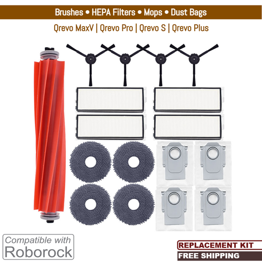 Roborock Qrevo MaxV, Qrevo Pro, Qrevo S, Qrevo Plus | Replacement Accessories & Spare Parts: Brushes, Mops, Dust Bags & HEPA Filters