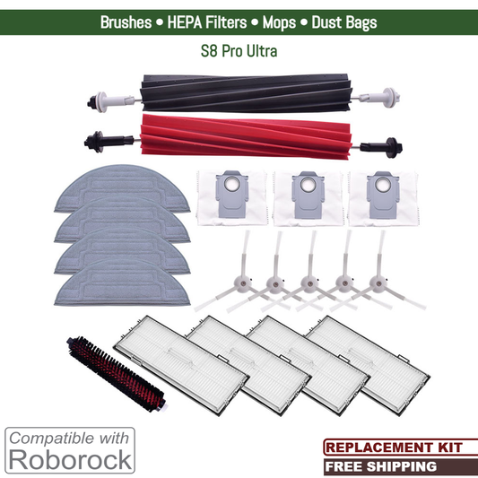 Roborock S8 Pro Ultra | Replacement Accessories & Spare Parts: Brushes, Mops, Dust Bags & HEPA Filters