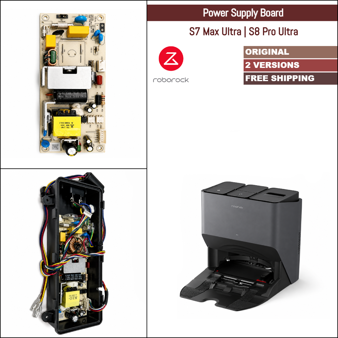 Roborock S7 MaxV Ultra, S7 Max Ultra, S7 Pro Ultra, S8 Pro Ultra | Originale Ersatz- und Reparaturteile für Auto Dock: Netzteilplatine 220 V
