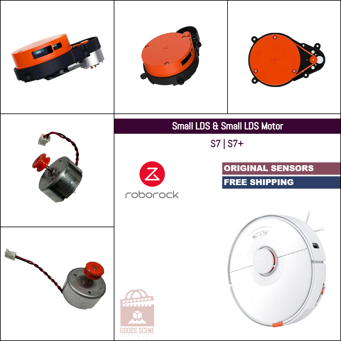 Roborock S7, S70, S7+ Plus | Original Spare & Repair Parts: Small LDS Laser Lidar Sensor & Small LDS Gearbox Motor