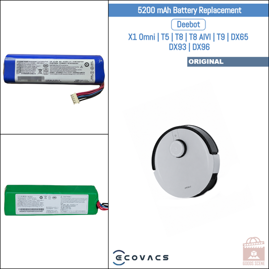 Ecovacs Deebot X1 Omni, T5, T8, T8 AIVI, T9, DX65, DX93, DX96 | Original Spare & Repair Parts: OEM Battery Pack, 5200mAh