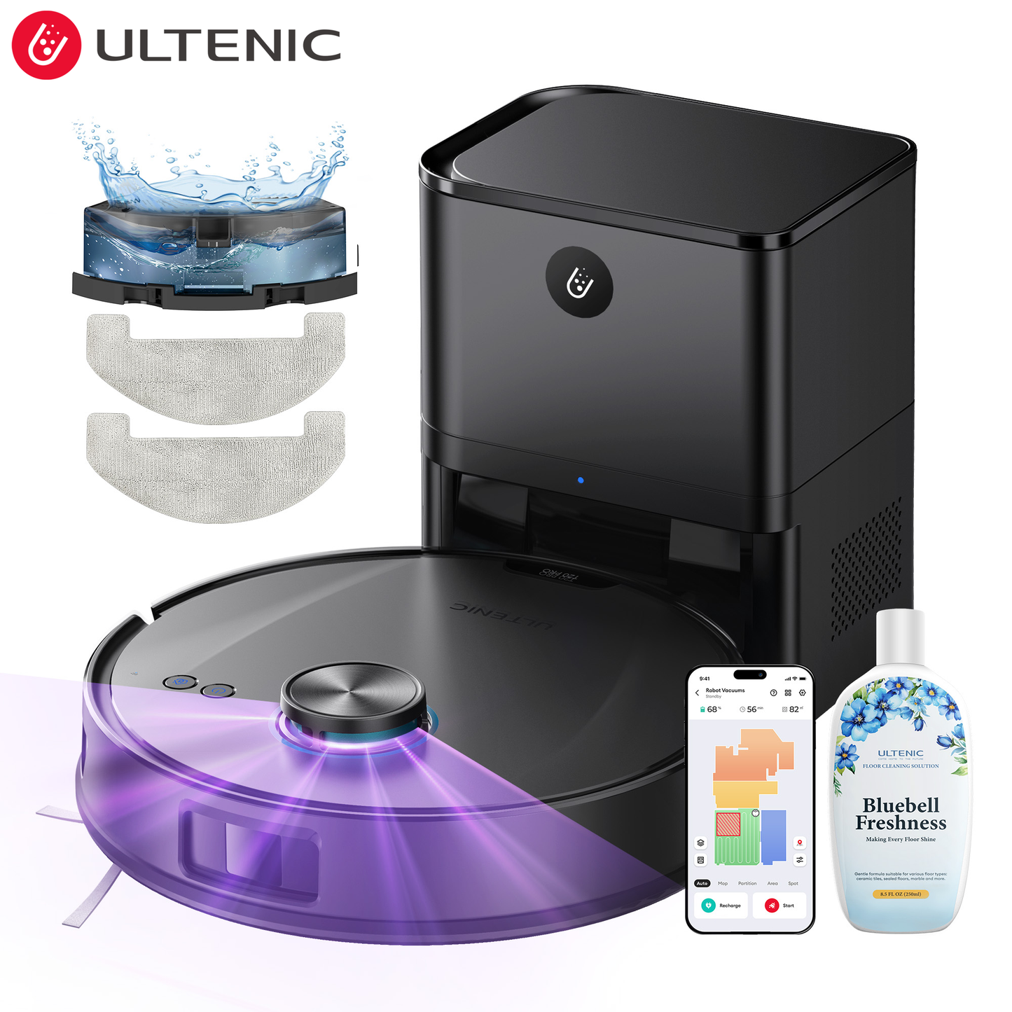 Ultenic T20 Pro Robot Vacuum Cleaner & Mop | 8000Pa Suction, AI LiDAR Navigation & Self-Empty Station