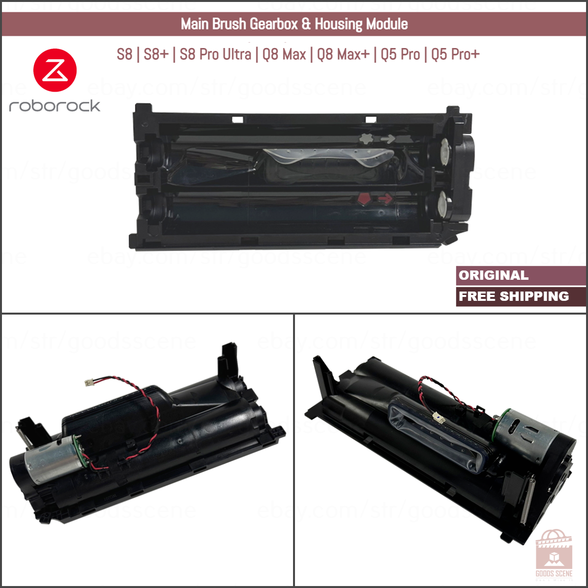 Roborock S8, S8+, S8 Pro Ultra, Q8 Max, Q5 Pro | Original Ersatz- &amp; Reparaturteile: Hauptbürsten-Getriebemotor mit Gehäuse