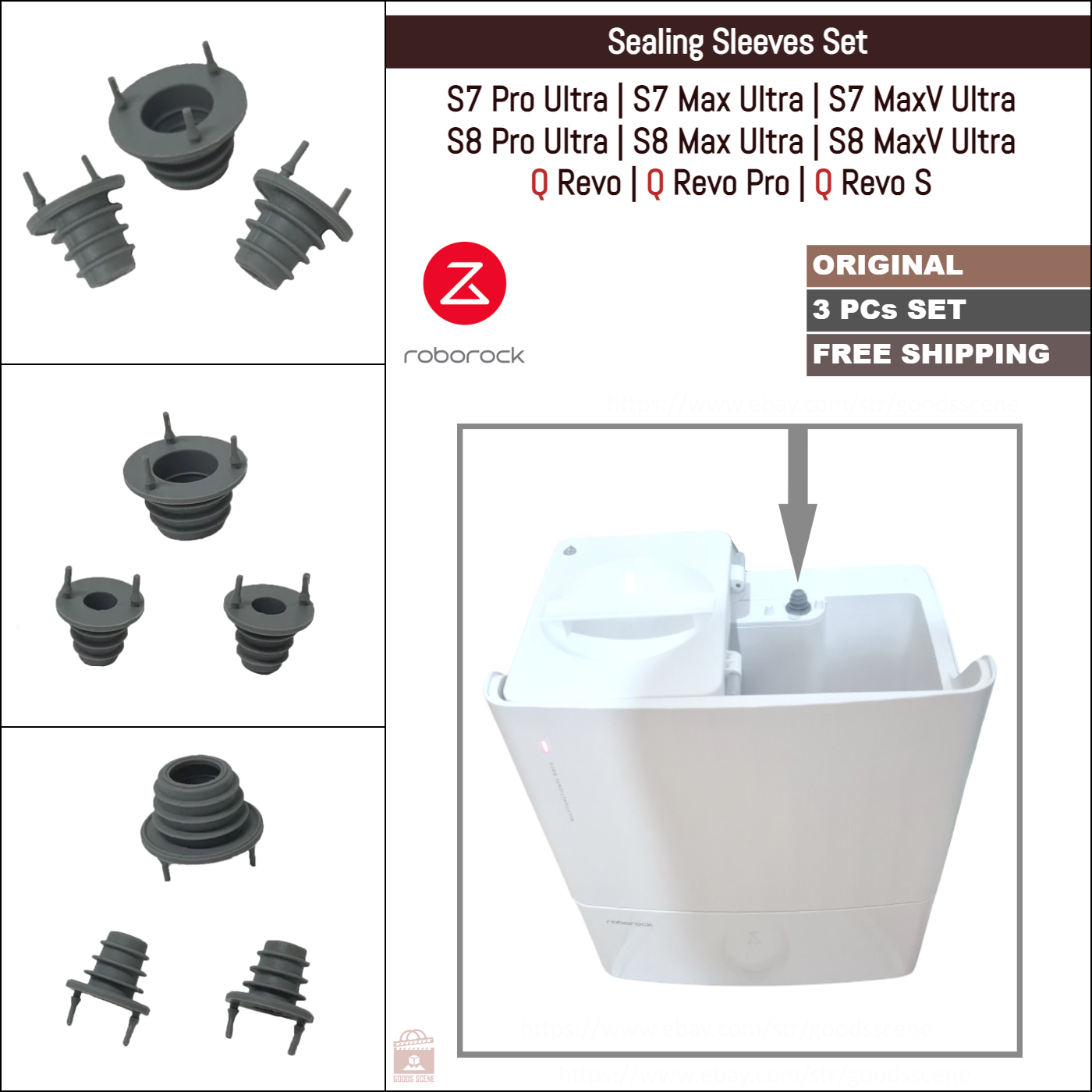 Roborock S7 Max / MaxV / Pro Ultra, S8 Max / MaxV / Pro Ultra, Q Revo / Pro / S | Originale reserve- og reparasjonsdeler for automatisk tømningsdokking: Forseglingshylser